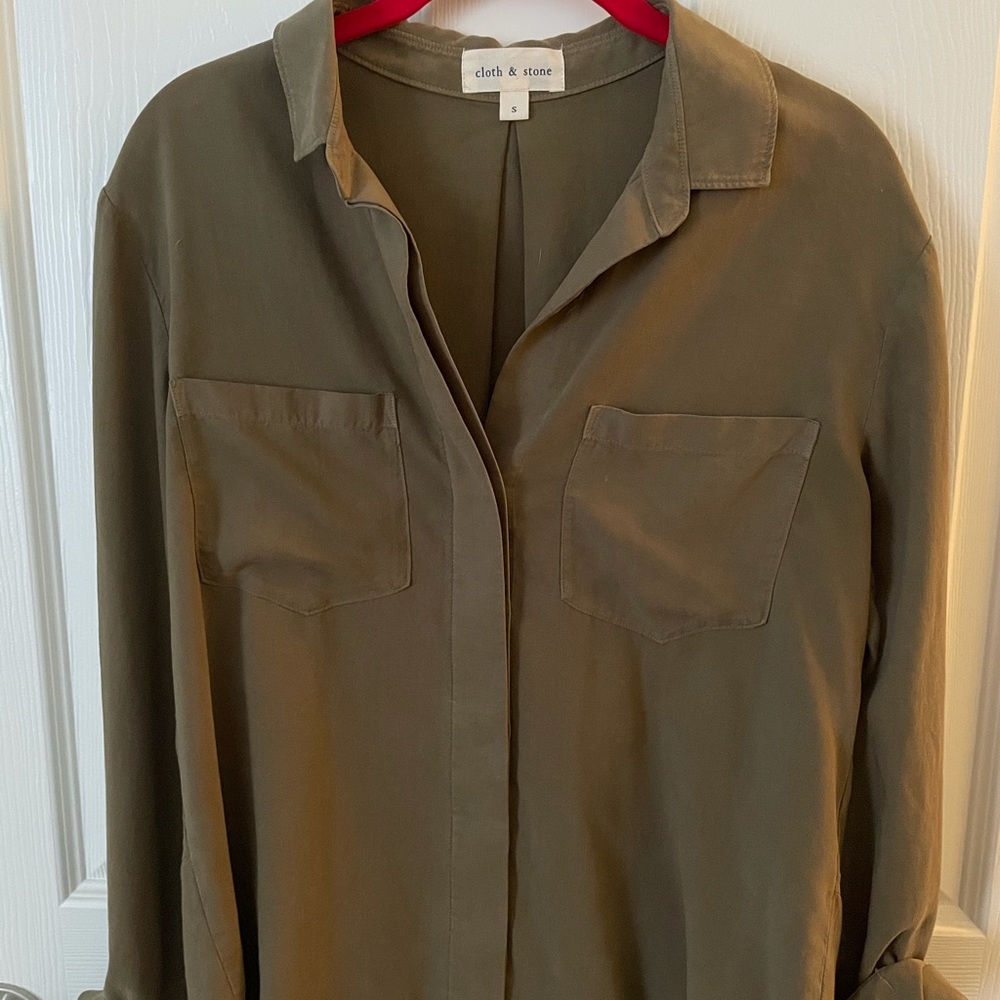 Cloth&Stone Hunter Green Button Up